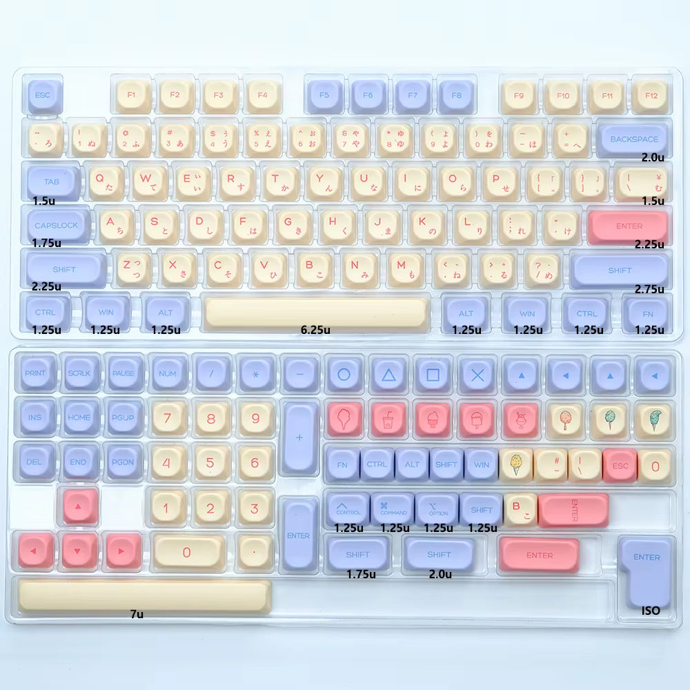 KOA Keycaps GMK Soymilk 140 Keys PBT Keycap Similar MOA Japanese Korean Russian Keycap 7U MAC ISO for Mechanical Keyboard