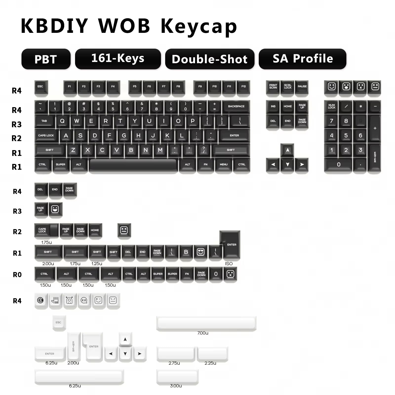 Keyboard Keycaps Set PBT Rome Keycaps Custom Retro Double Shot SA Profile ISO 7U 161 Keys Caps for MX Switches GMK67 K500