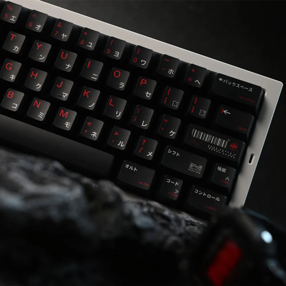PBT Keycap Cherry Profile Japanese DYE Subbed 142 Keys Black Custom Keycaps for Outemu Gateron Mx Switch Mechanical Keyboard