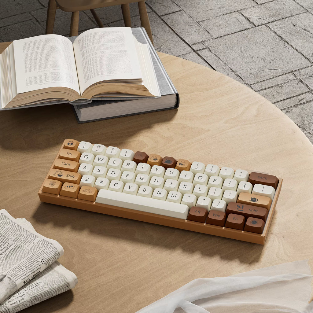138 Keys Coffee Cat PBT Keycap 5 Sides DYE-SUB XDA Profile Customized Keycaps for Cherry MX Switch Gamer Mechanical Keyboards