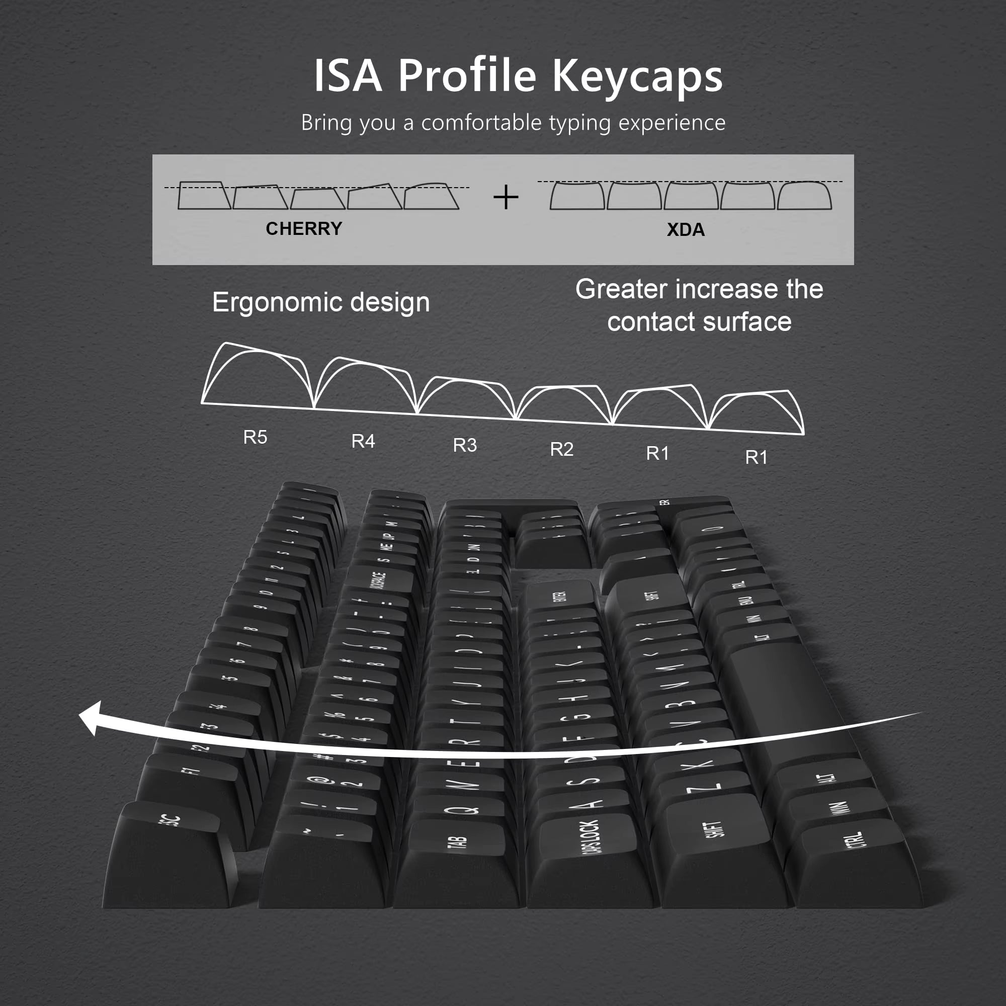 189 Keys ISA Profile Minimalist Keyboard Keycaps BOW Double Shot PBT Keycaps for Gateron Cherry MX Switches Gaming Keyboard