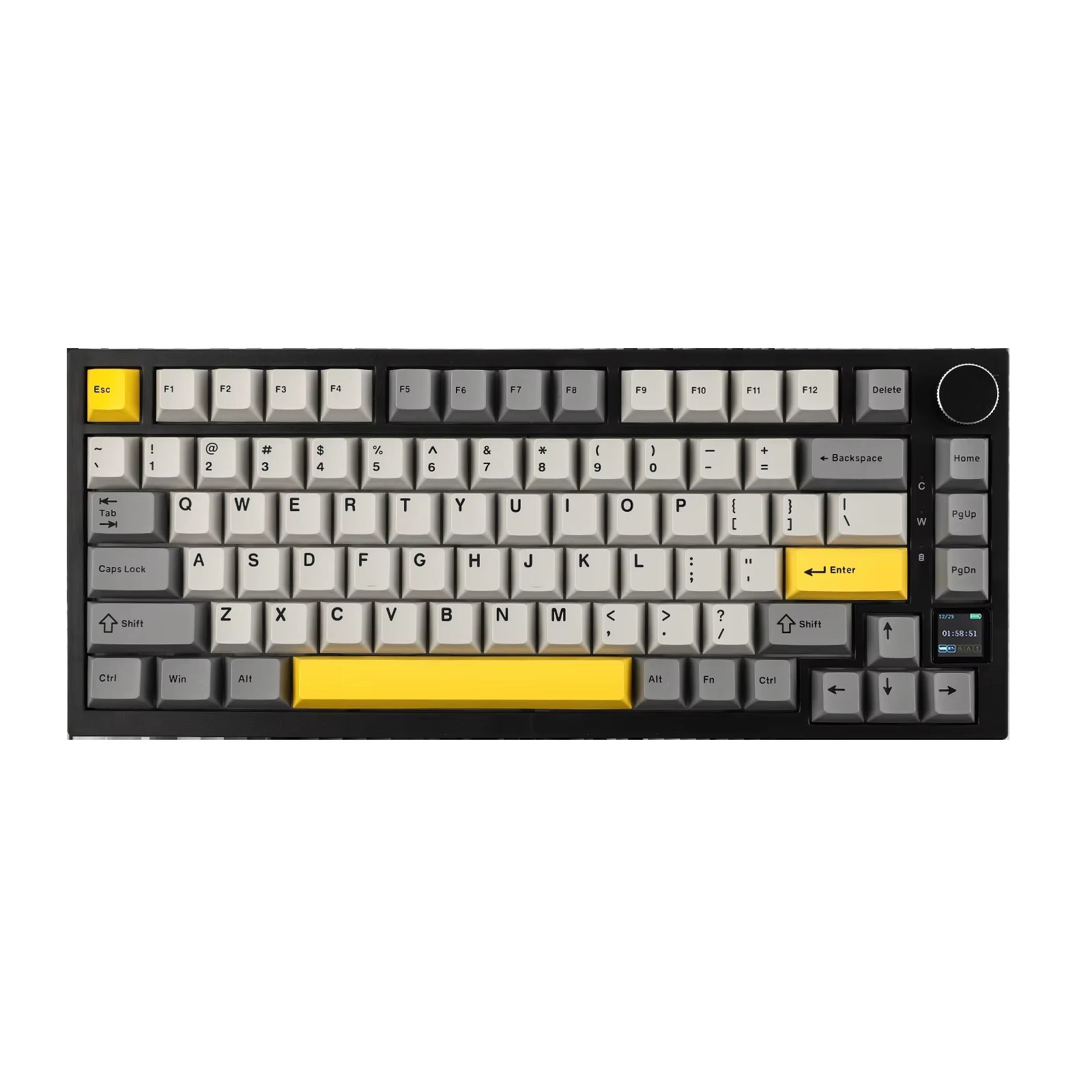 AK820 Pro 75% Gasket-Mounted Bluetooth 5.1/2.4G Wireless/Wired Mechanical Keyboard with TFT Screen for Mac/Win