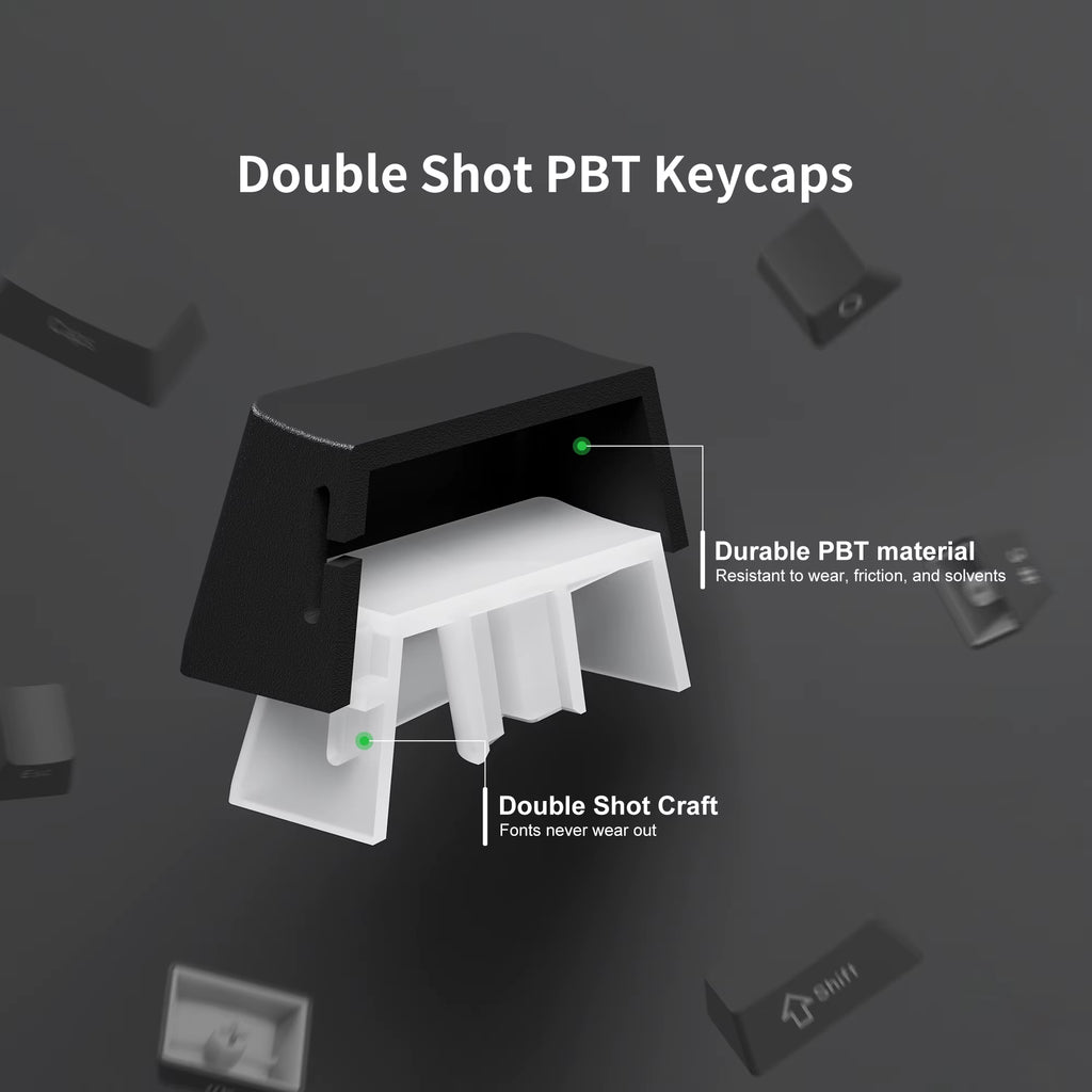 136 Key Black Side-Lit Shine through Backlit Keycaps PBT Double Shot Keycaps OEM Profile for MX Switches Mechanical Keyboard