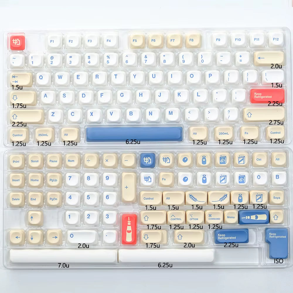 KOA Keycaps GMK Soymilk 140 Keys PBT Keycap Similar MOA Japanese Korean Russian Keycap 7U MAC ISO for Mechanical Keyboard