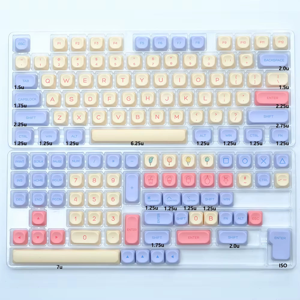 KOA Keycaps GMK Soymilk 140 Keys PBT Keycap Similar MOA Japanese Korean Russian Keycap 7U MAC ISO for Mechanical Keyboard