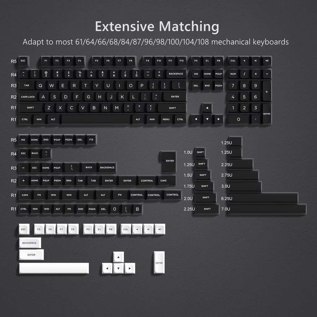 189 Keys ISA Profile Minimalist Keyboard Keycaps BOW Double Shot PBT Keycaps for Gateron Cherry MX Switches Gaming Keyboard
