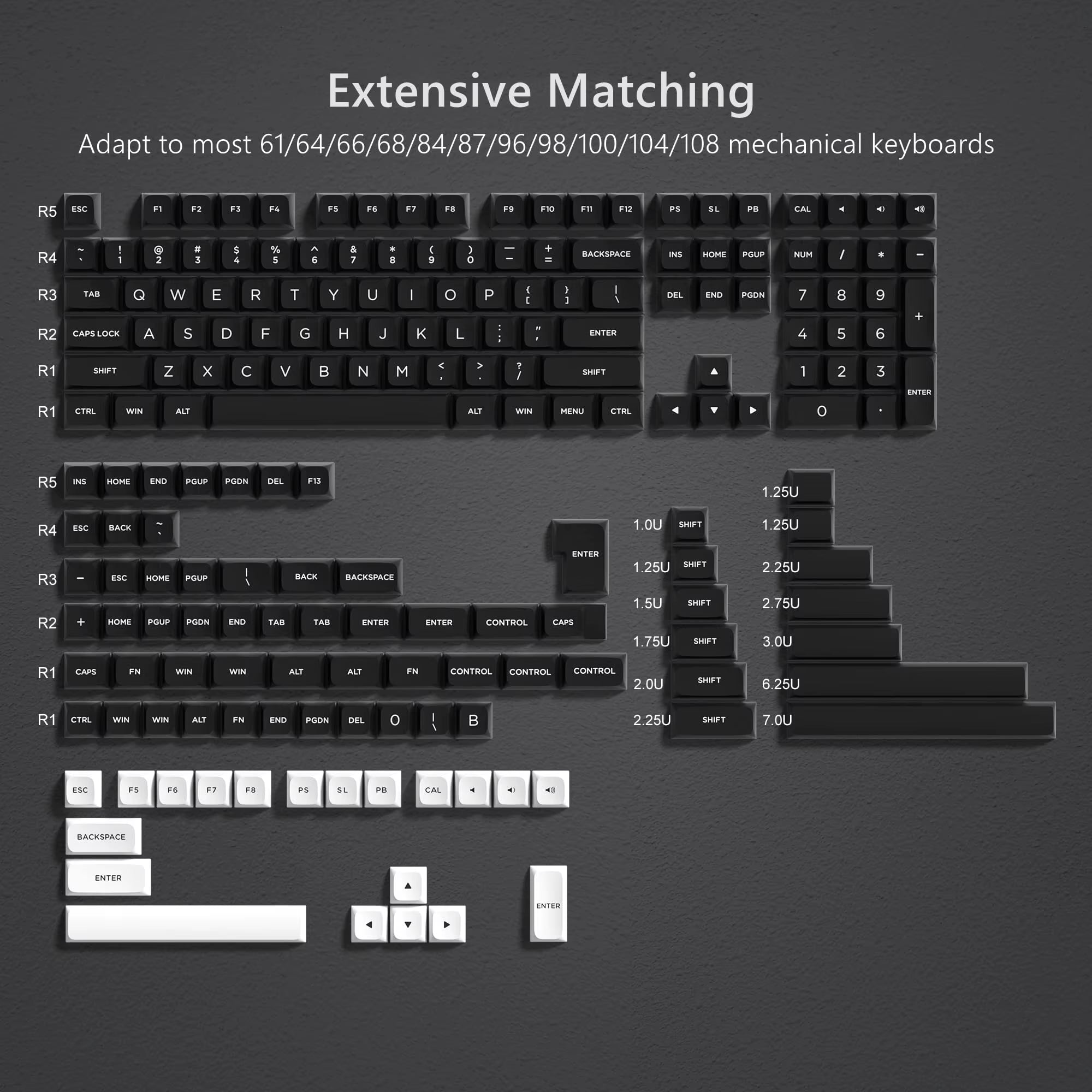 189 Keys ISA Profile Minimalist Keyboard Keycaps BOW Double Shot PBT Keycaps for Gateron Cherry MX Switches Gaming Keyboard