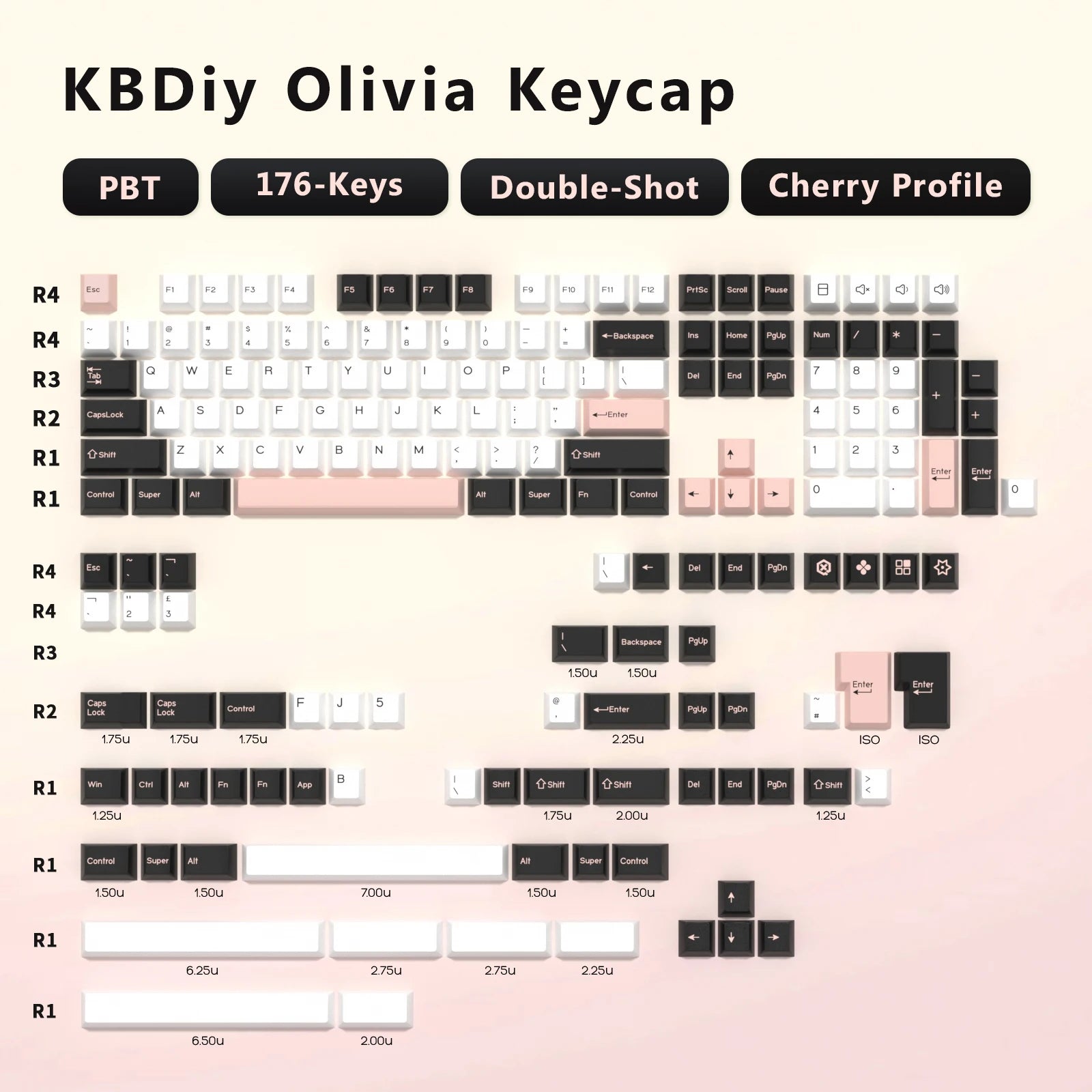GMK Illusion Keycap Cherry Profile Double Shot PBT ISO Keycaps for Gamer Mechanical Keyboard Kit Gaming Point Retro Keycap