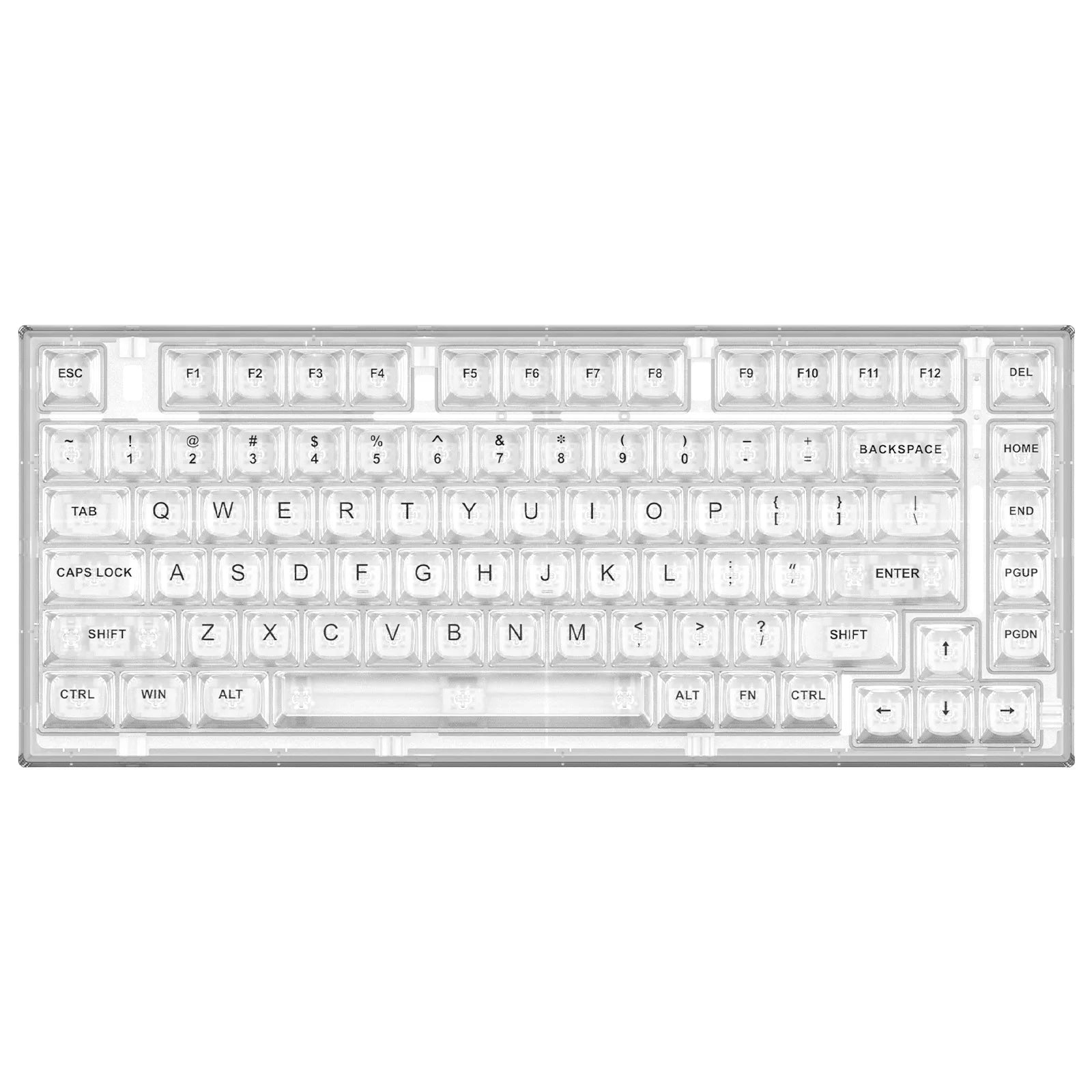 X75 White 82 Keys Hot Swappable Wired Gasket Transparent Mechanical Keyboard