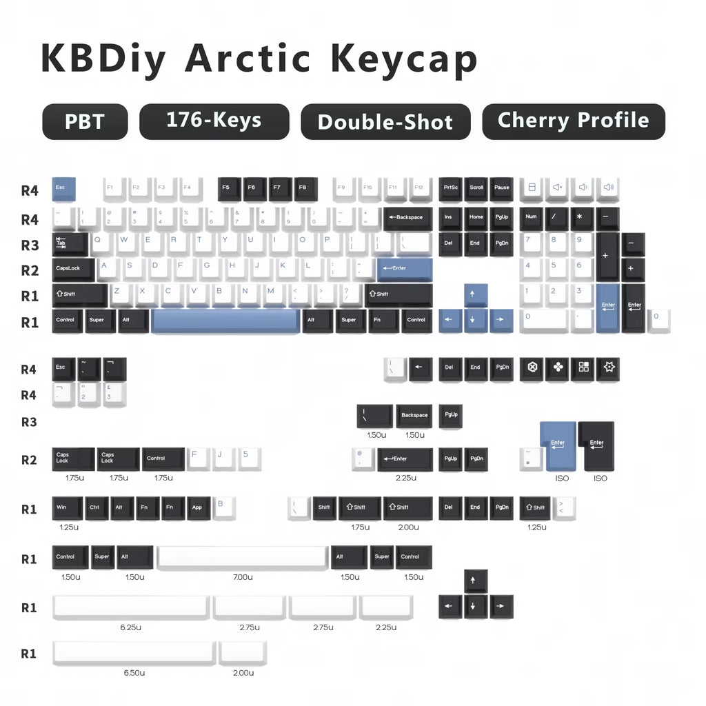 176 Keys Caps GMK Blue Samurai Keycap Cherry Profile Double Shot PBT for Mechanical Gaming Keyboard Retro ISO 7U Space Bar