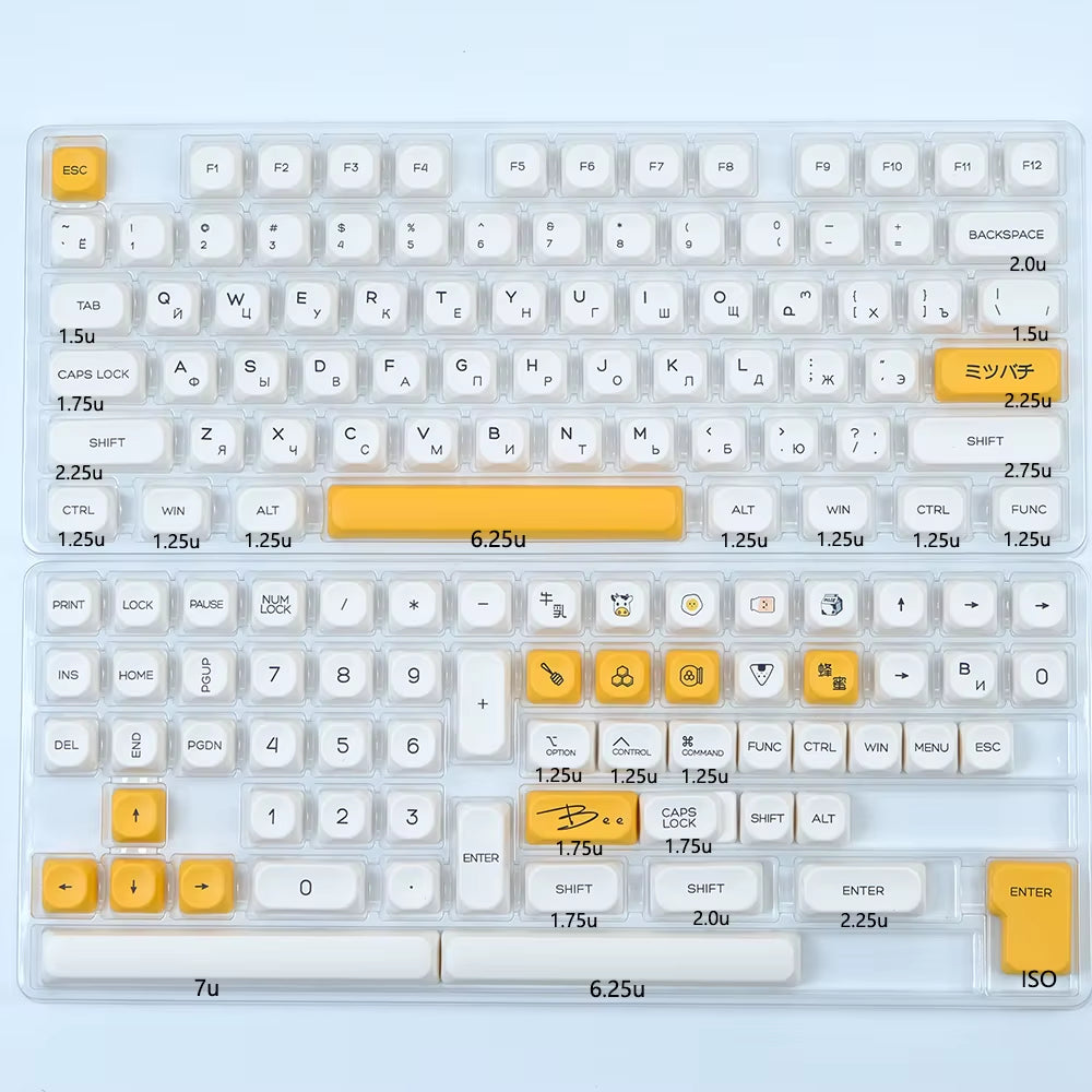 KOA Keycaps GMK Soymilk 140 Keys PBT Keycap Similar MOA Japanese Korean Russian Keycap 7U MAC ISO for Mechanical Keyboard