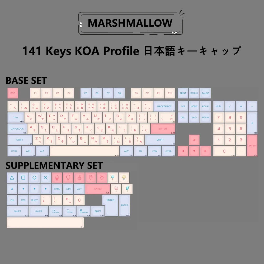 Matcha KOA Keycap PBT Similar MOA Keycaps Retro 7U MAC ISO Japanese Korean Russian 143 Key Cap Set for Mechanical Keyboard