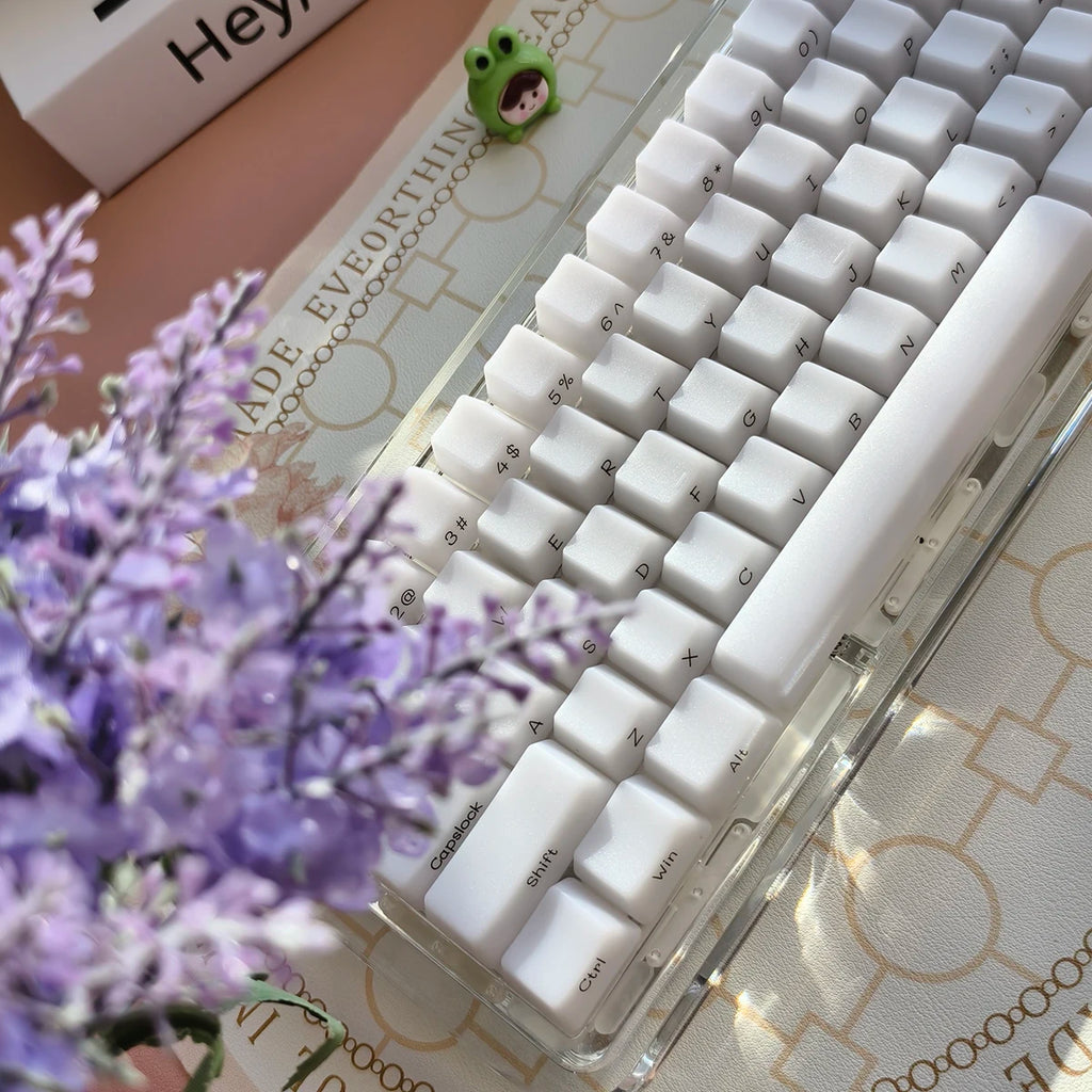 JCM Fog Kermeates Keycap Silk Screen Transparent Keycap OEM Profile 130 Keys for Cherry MX Mechanical Keyboard 7U Space Key