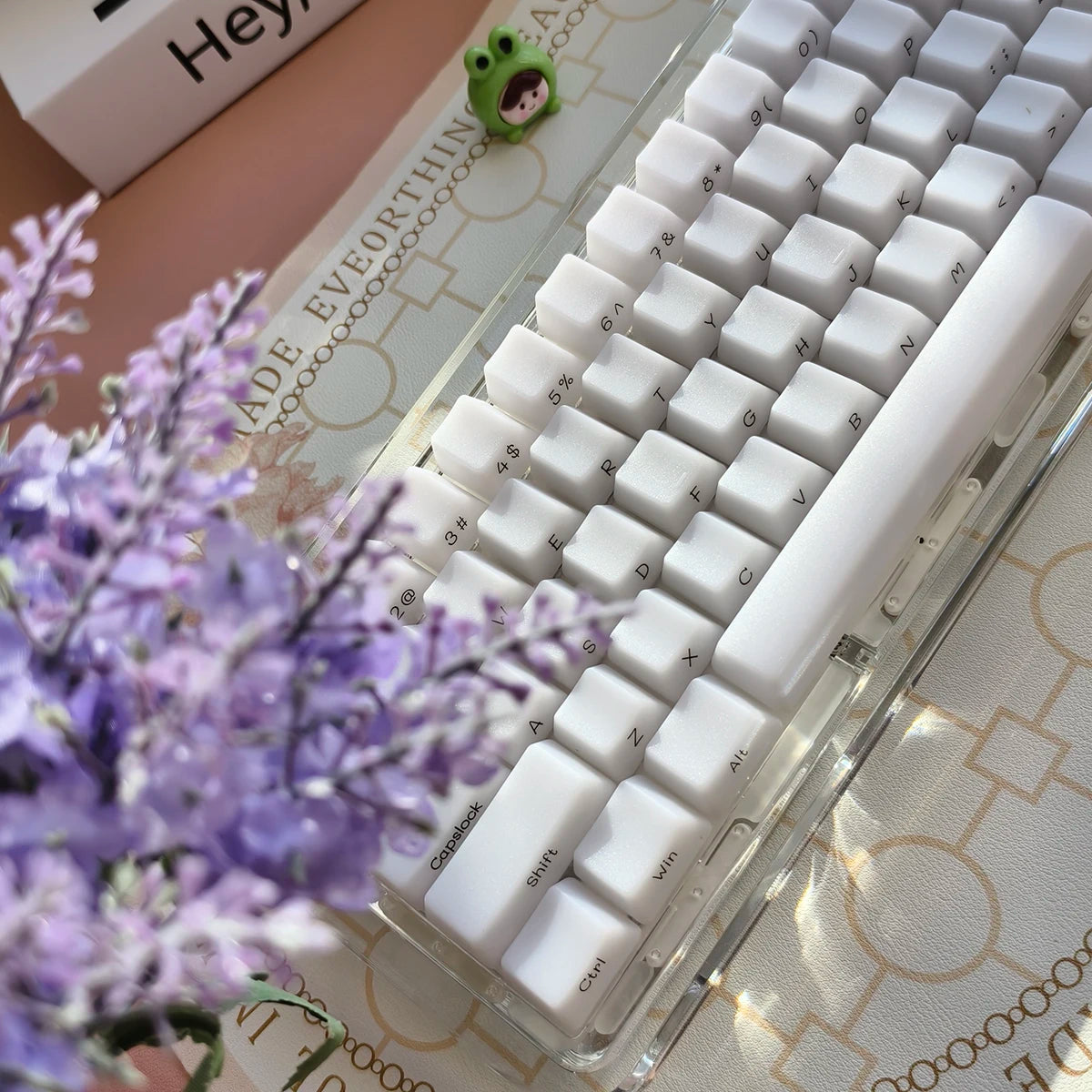 JCM Fog Kermeates Keycap Silk Screen Transparent Keycap OEM Profile 130 Keys for Cherry MX Mechanical Keyboard 7U Space Key