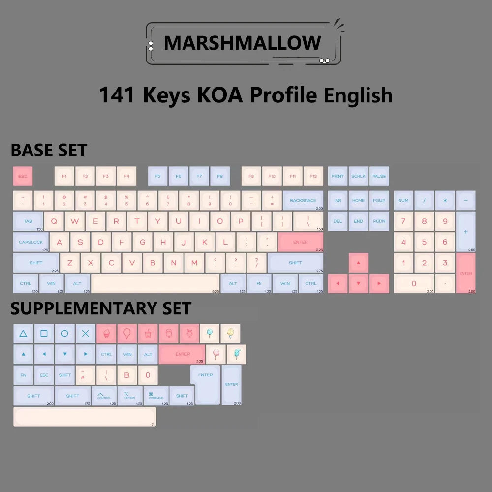 Matcha KOA Keycap PBT Similar MOA Keycaps Retro 7U MAC ISO Japanese Korean Russian 143 Key Cap Set for Mechanical Keyboard