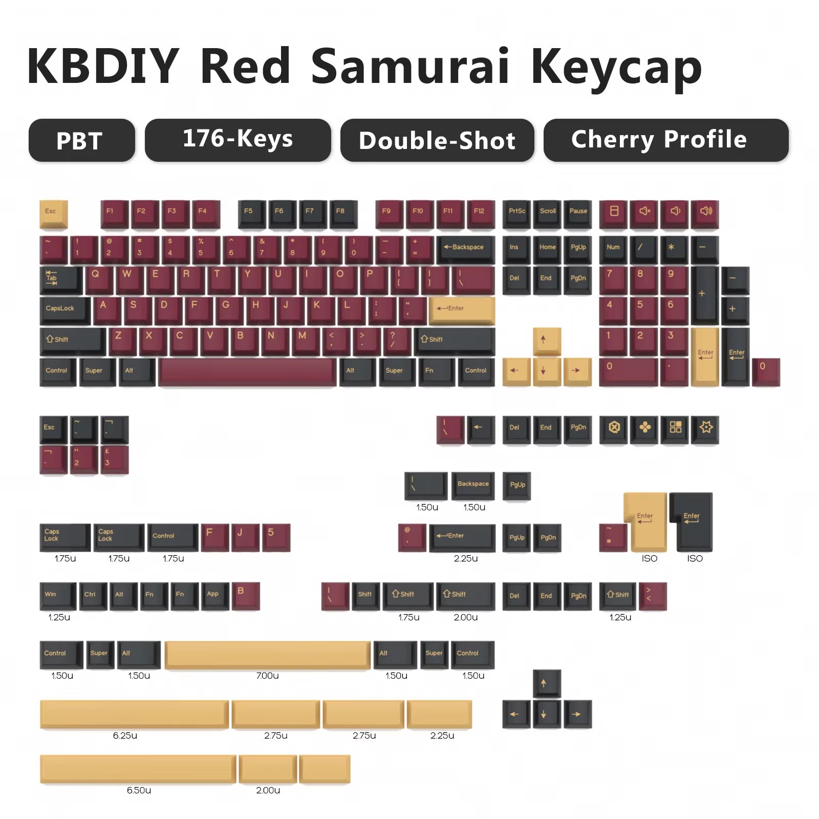 176 Keys Caps GMK Blue Samurai Keycap Cherry Profile Double Shot PBT for Mechanical Gaming Keyboard Retro ISO 7U Space Bar