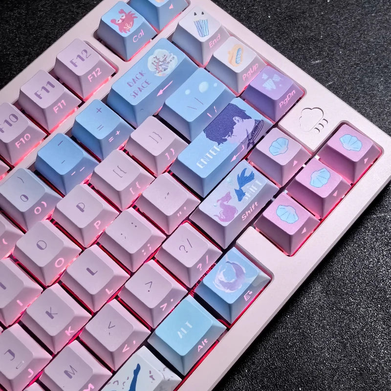 Hot Selling Love and Deepspace Keycaps Custom Rafayel Cherry Profile Cute Amina Point Side Carving Transparent Keycap for Gaming