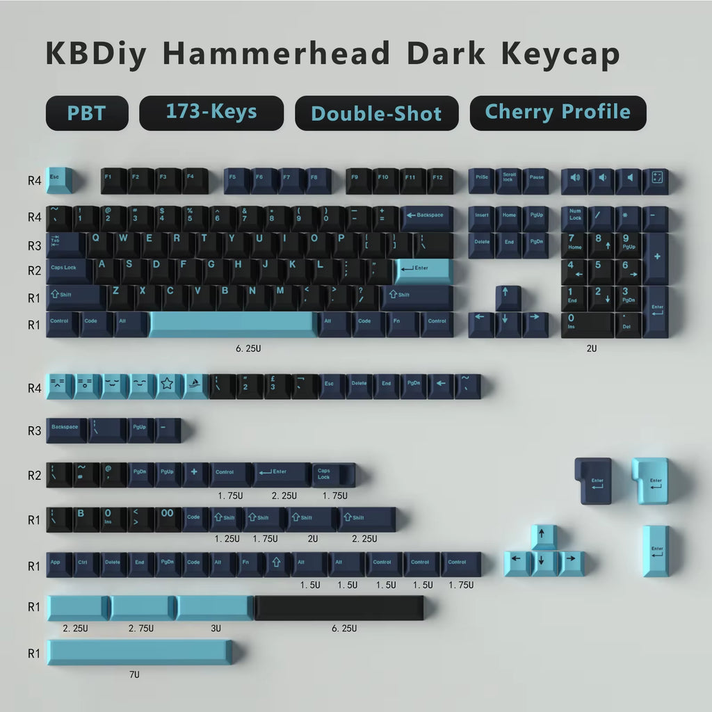 176 Keys Caps GMK Blue Samurai Keycap Cherry Profile Double Shot PBT for Mechanical Gaming Keyboard Retro ISO 7U Space Bar