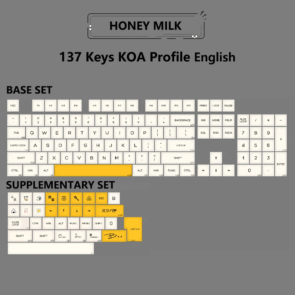 Matcha KOA Keycap PBT Similar MOA Keycaps Retro 7U MAC ISO Japanese Korean Russian 143 Key Cap Set for Mechanical Keyboard