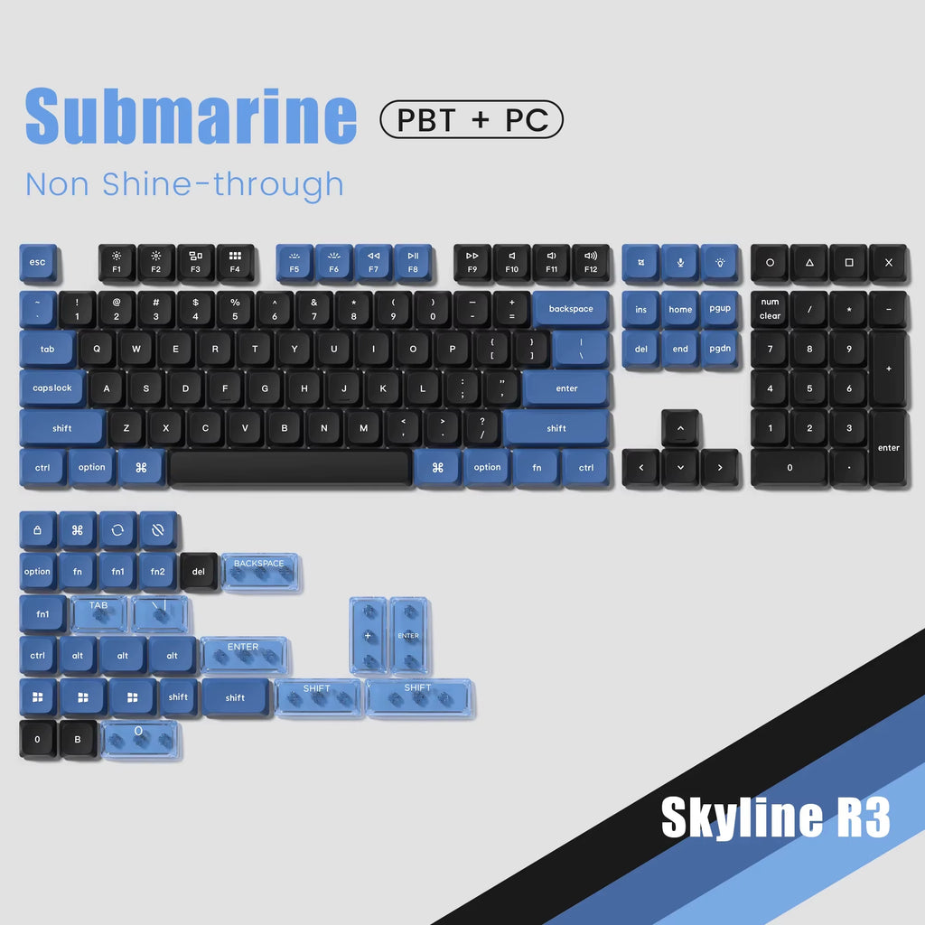 138 Keys Low Profile PBT Keycaps Custom Double Shot Slim MX Keycaps for Gateron Cherry MX Mechanical Switches Gaming Keyboards