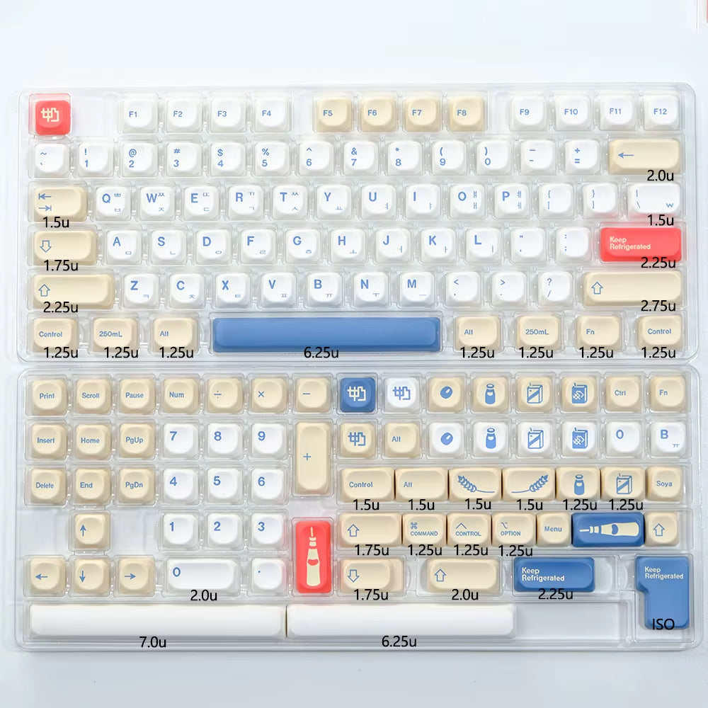KOA Keycaps GMK Soymilk 140 Keys PBT Keycap Similar MOA Japanese Korean Russian Keycap 7U MAC ISO for Mechanical Keyboard