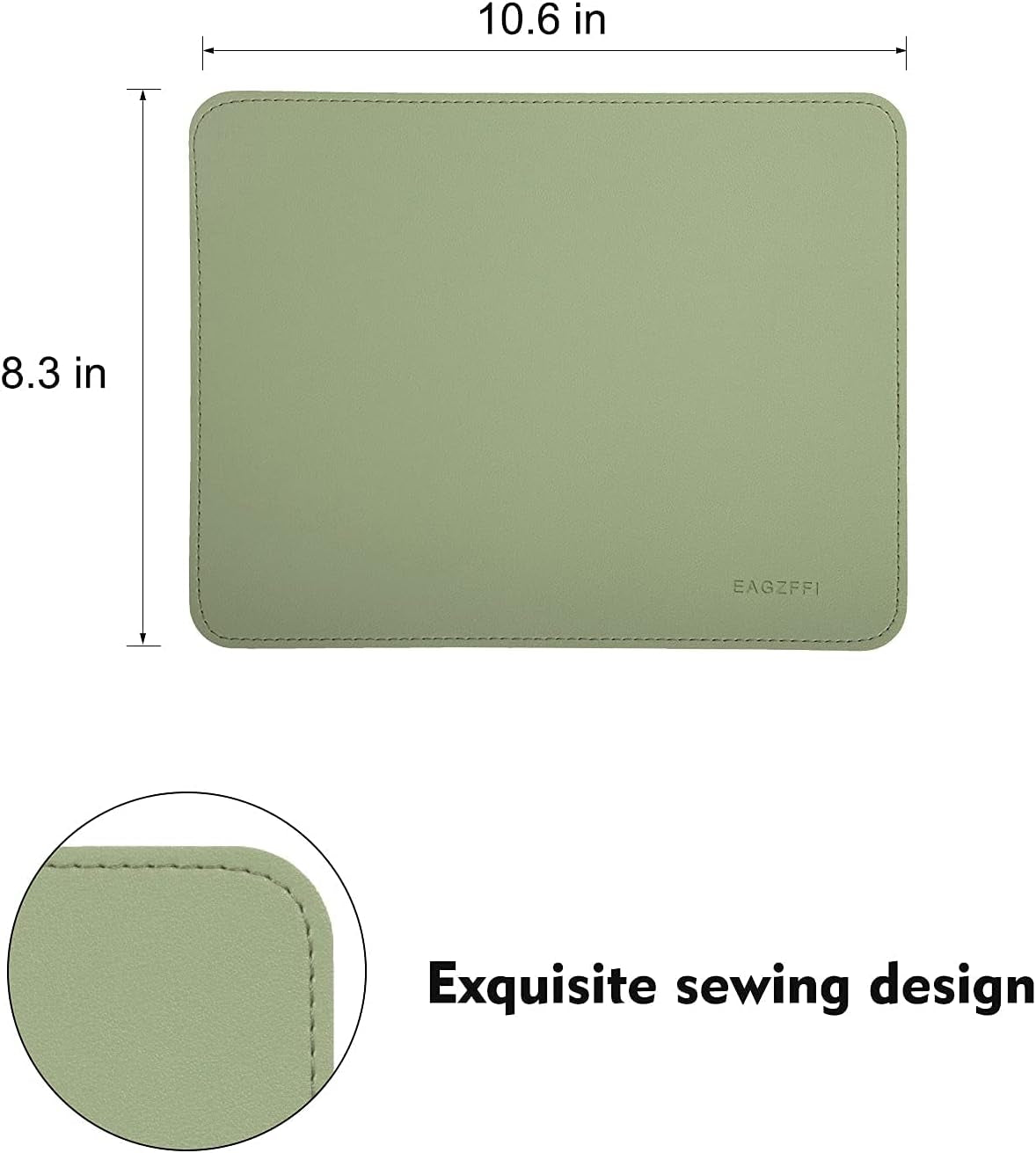 Double-Sided PU Leather & Cork Mouse Pad with Coaster – Reversible, Non-Slip, Stitched Edges for Office & Home, 8X11 Inches,(Matcha Green)