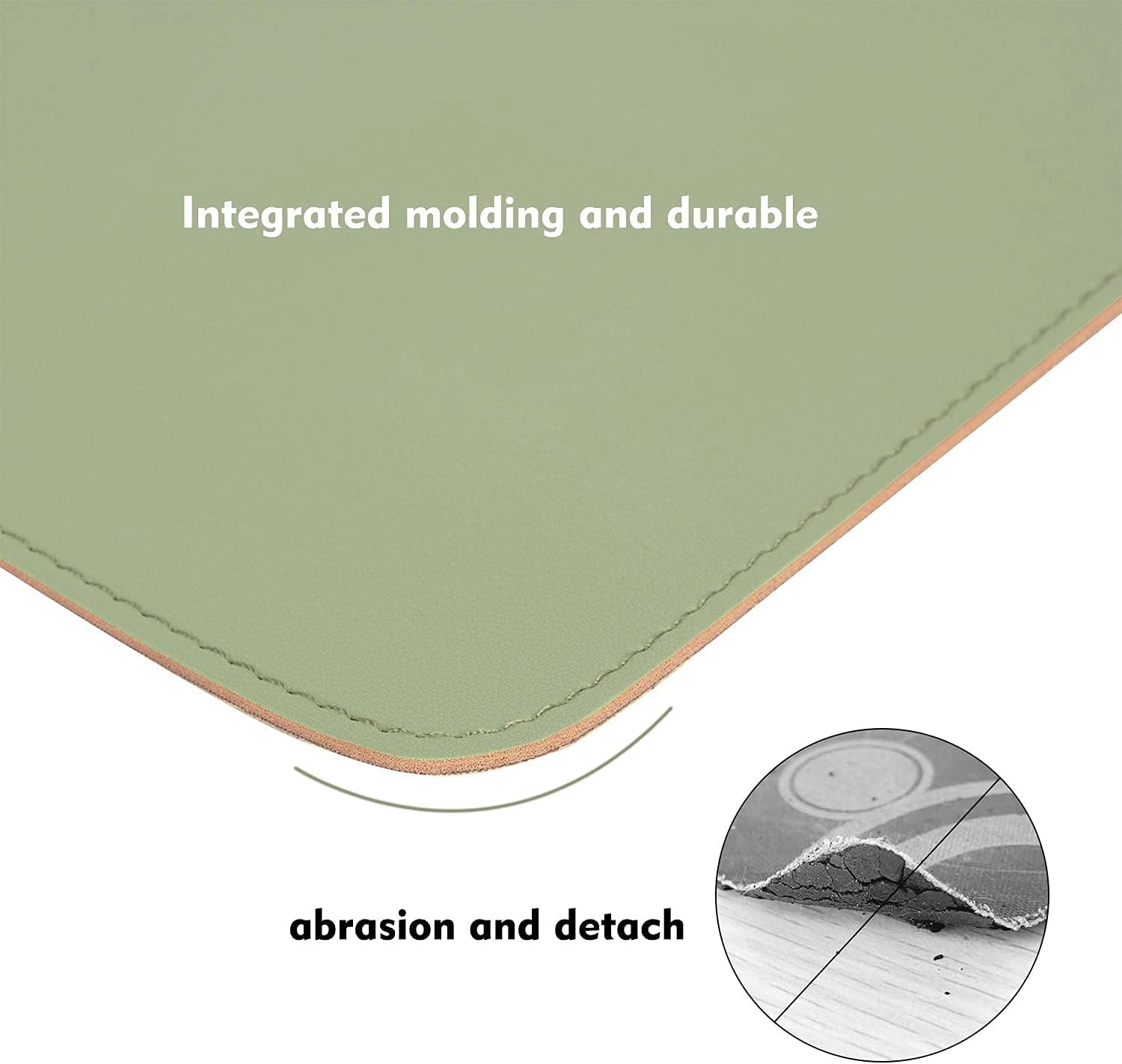 Double-Sided PU Leather & Cork Mouse Pad with Coaster – Reversible, Non-Slip, Stitched Edges for Office & Home, 8X11 Inches,(Matcha Green)