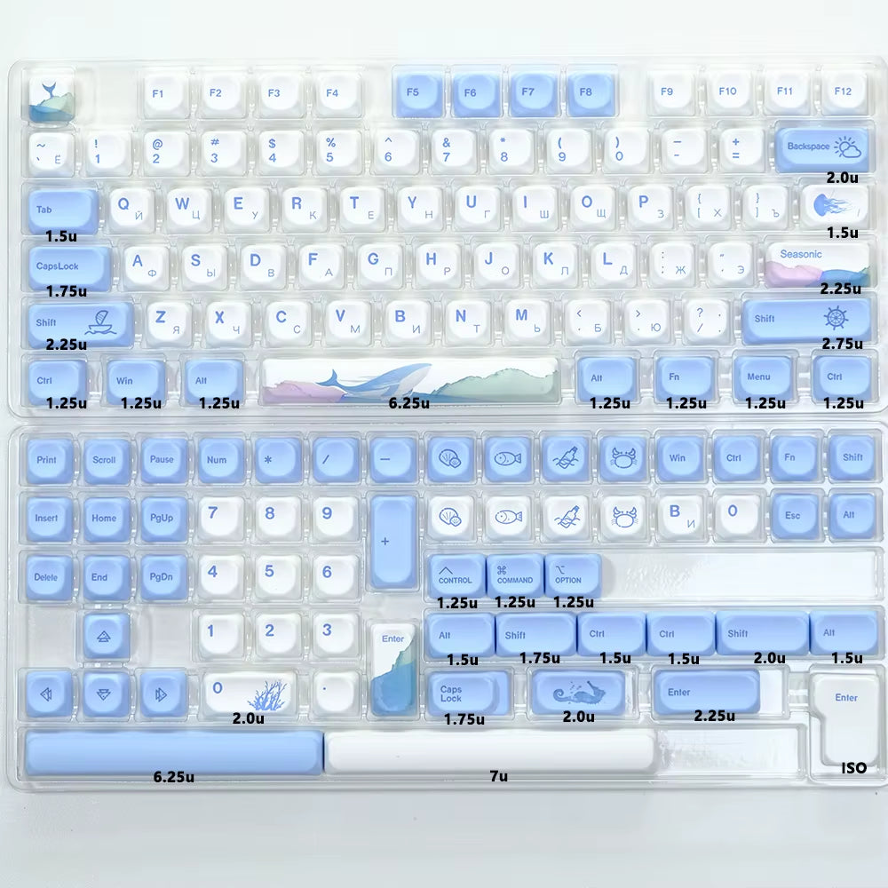 KOA Keycaps GMK Soymilk 140 Keys PBT Keycap Similar MOA Japanese Korean Russian Keycap 7U MAC ISO for Mechanical Keyboard