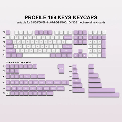 189 Keys ISA Profile Minimalist Keyboard Keycaps BOW Double Shot PBT Keycaps for Gateron Cherry MX Switches Gaming Keyboard