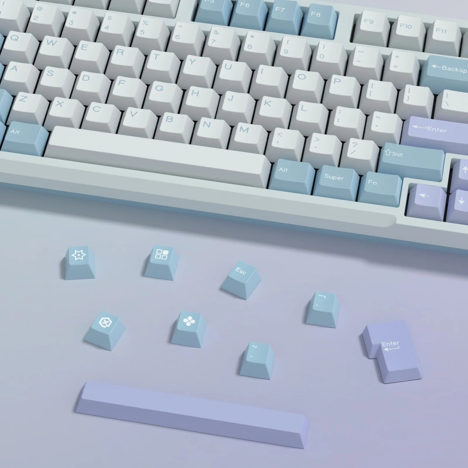GMK Illusion Keycap Cherry Profile Double Shot PBT ISO Keycaps for Gamer Mechanical Keyboard Kit Gaming Point Retro Keycap