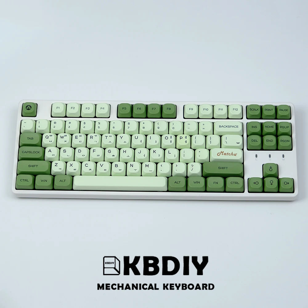 Matcha KOA Keycap PBT Similar MOA Keycaps Retro 7U MAC ISO Japanese Korean Russian 143 Key Cap Set for Mechanical Keyboard