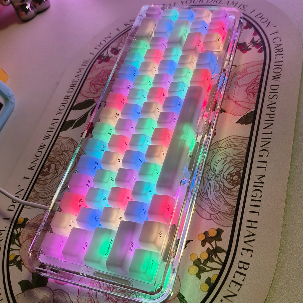 JCM Fog Kermeates Keycap Silk Screen Transparent Keycap OEM Profile 130 Keys for Cherry MX Mechanical Keyboard 7U Space Key