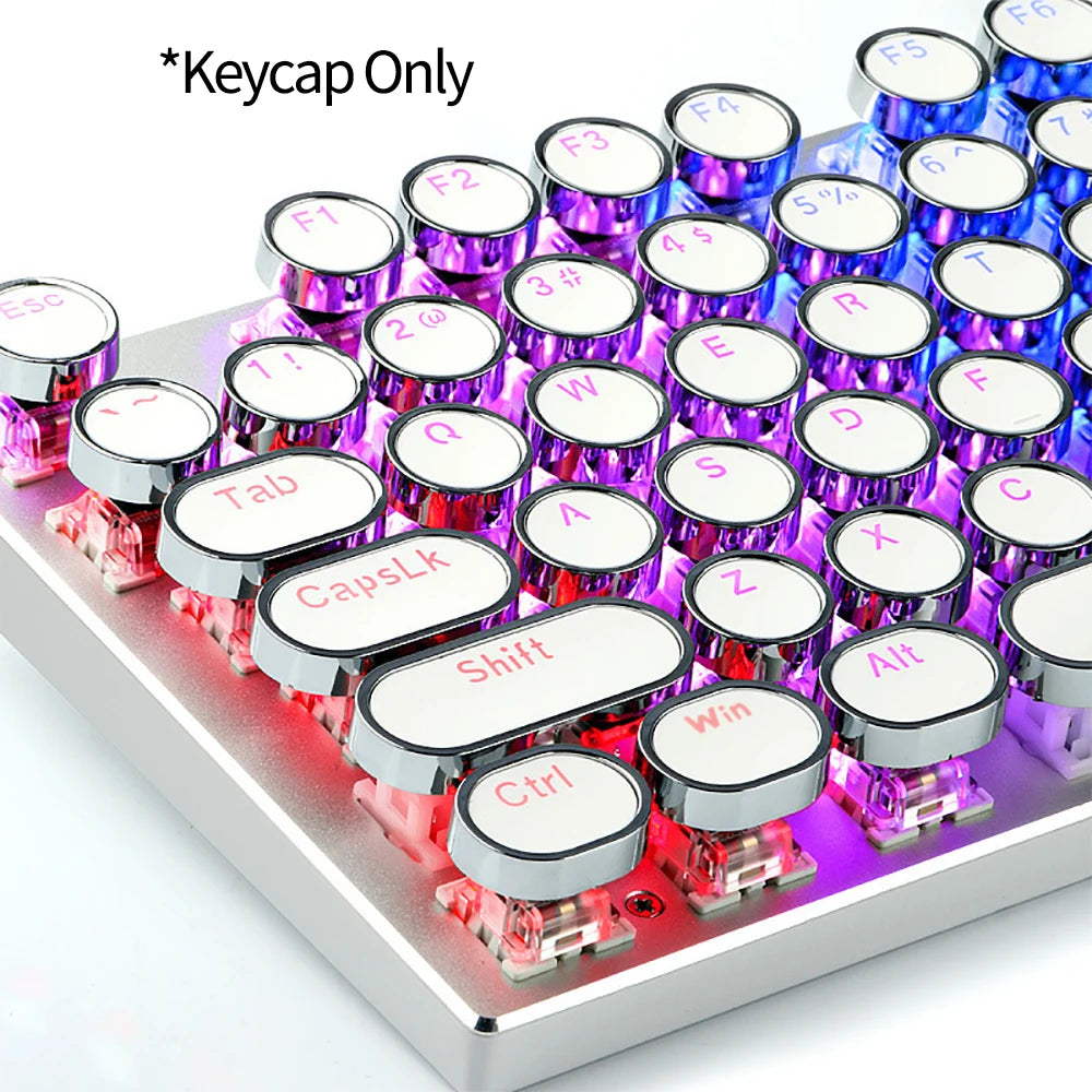 Round Mechanical Keycaps Replacement 104 Keys Ergonomic Retro Keyboard Caps for RGB Backlit Cherry MX Gaming Keypad