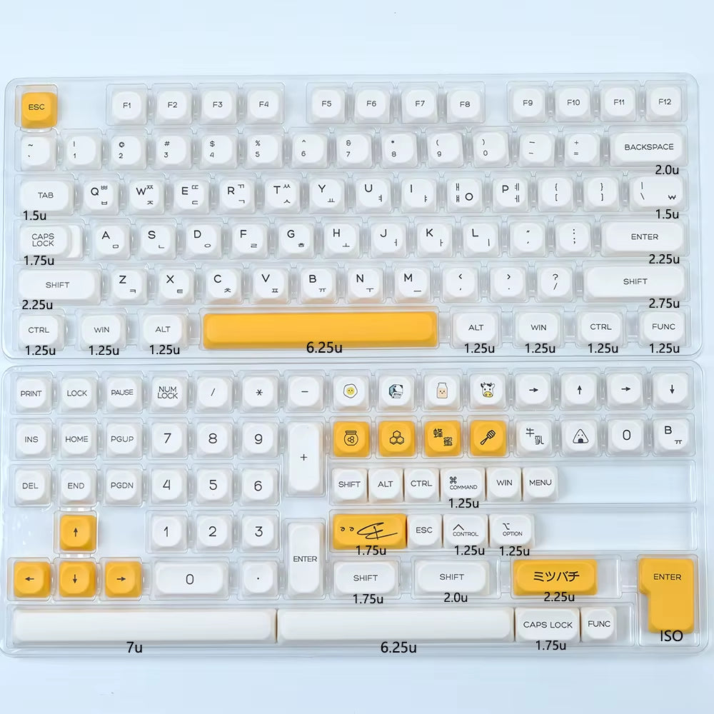 KOA Keycaps GMK Soymilk 140 Keys PBT Keycap Similar MOA Japanese Korean Russian Keycap 7U MAC ISO for Mechanical Keyboard