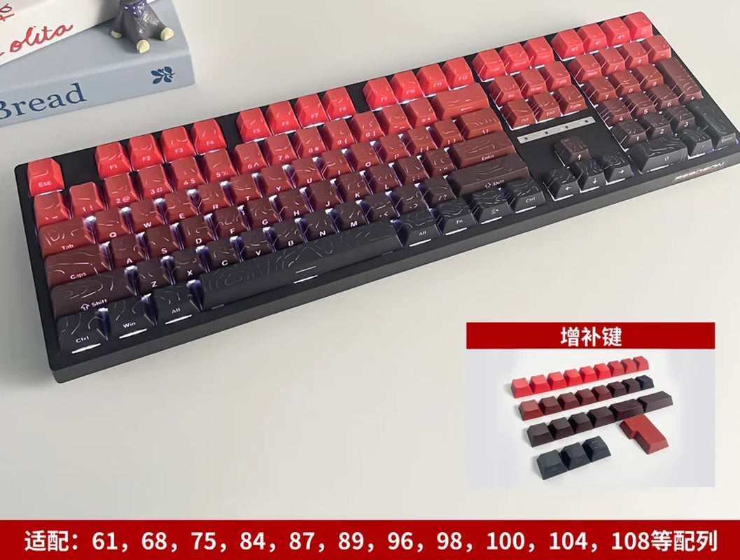 136 Key Black Side-Lit Shine through Backlit Keycaps PBT Double Shot Keycaps OEM Profile for MX Switches Mechanical Keyboard