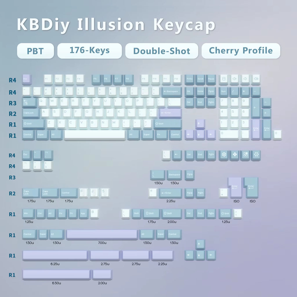 GMK Illusion Keycap Cherry Profile Double Shot PBT ISO Keycaps for Gamer Mechanical Keyboard Kit Gaming Point Retro Keycap