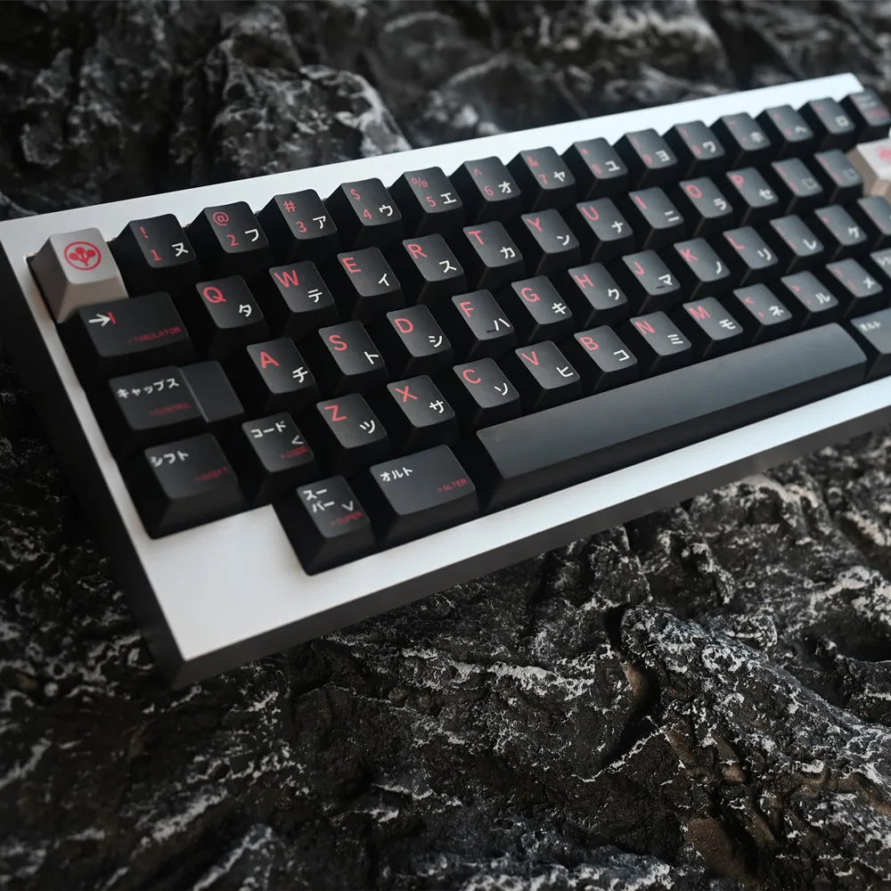PBT Keycap Cherry Profile Japanese DYE Subbed 142 Keys Black Custom Keycaps for Outemu Gateron Mx Switch Mechanical Keyboard