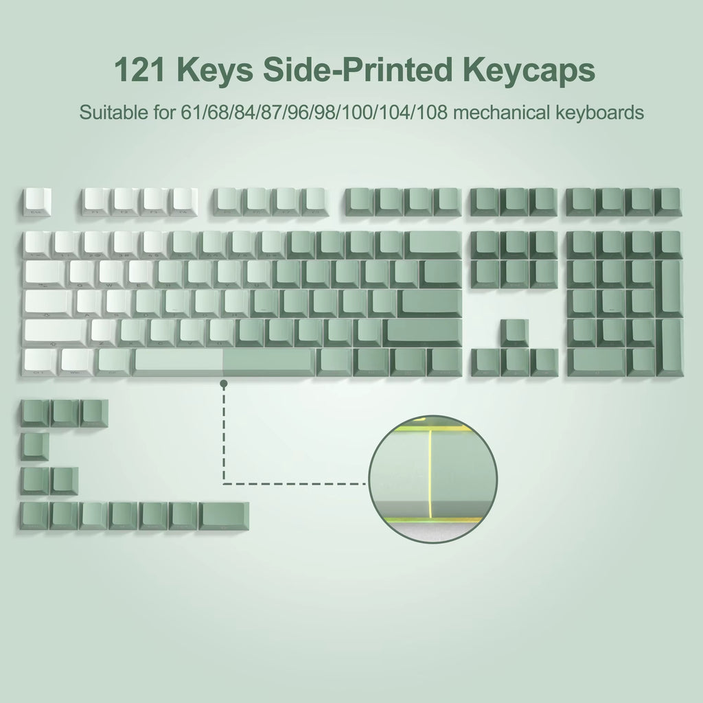 136 Key Black Side-Lit Shine through Backlit Keycaps PBT Double Shot Keycaps OEM Profile for MX Switches Mechanical Keyboard