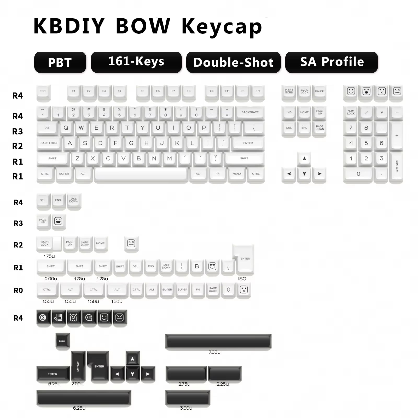 Keyboard Keycaps Set PBT Rome Keycaps Custom Retro Double Shot SA Profile ISO 7U 161 Keys Caps for MX Switches GMK67 K500