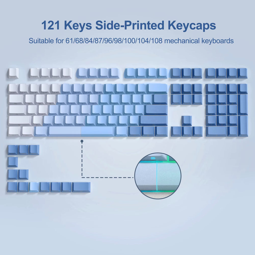 136 Key Black Side-Lit Shine through Backlit Keycaps PBT Double Shot Keycaps OEM Profile for MX Switches Mechanical Keyboard