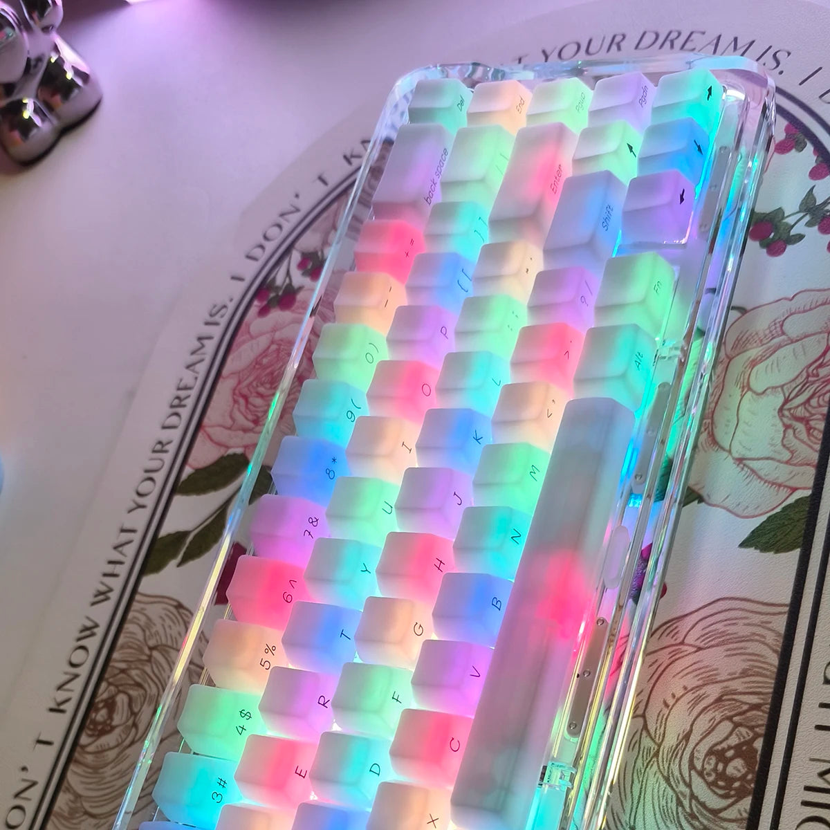 JCM Fog Kermeates Keycap Silk Screen Transparent Keycap OEM Profile 130 Keys for Cherry MX Mechanical Keyboard 7U Space Key