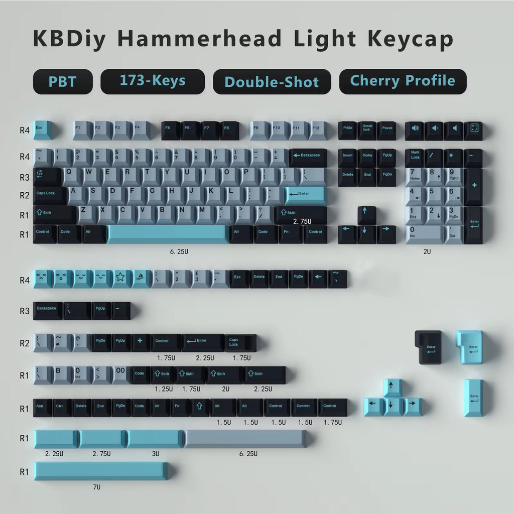 176 Keys Caps GMK Blue Samurai Keycap Cherry Profile Double Shot PBT for Mechanical Gaming Keyboard Retro ISO 7U Space Bar