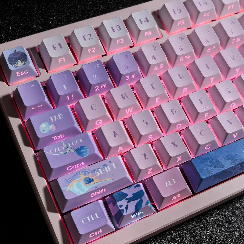 Hot Selling Love and Deepspace Keycaps Custom Rafayel Cherry Profile Cute Amina Point Side Carving Transparent Keycap for Gaming