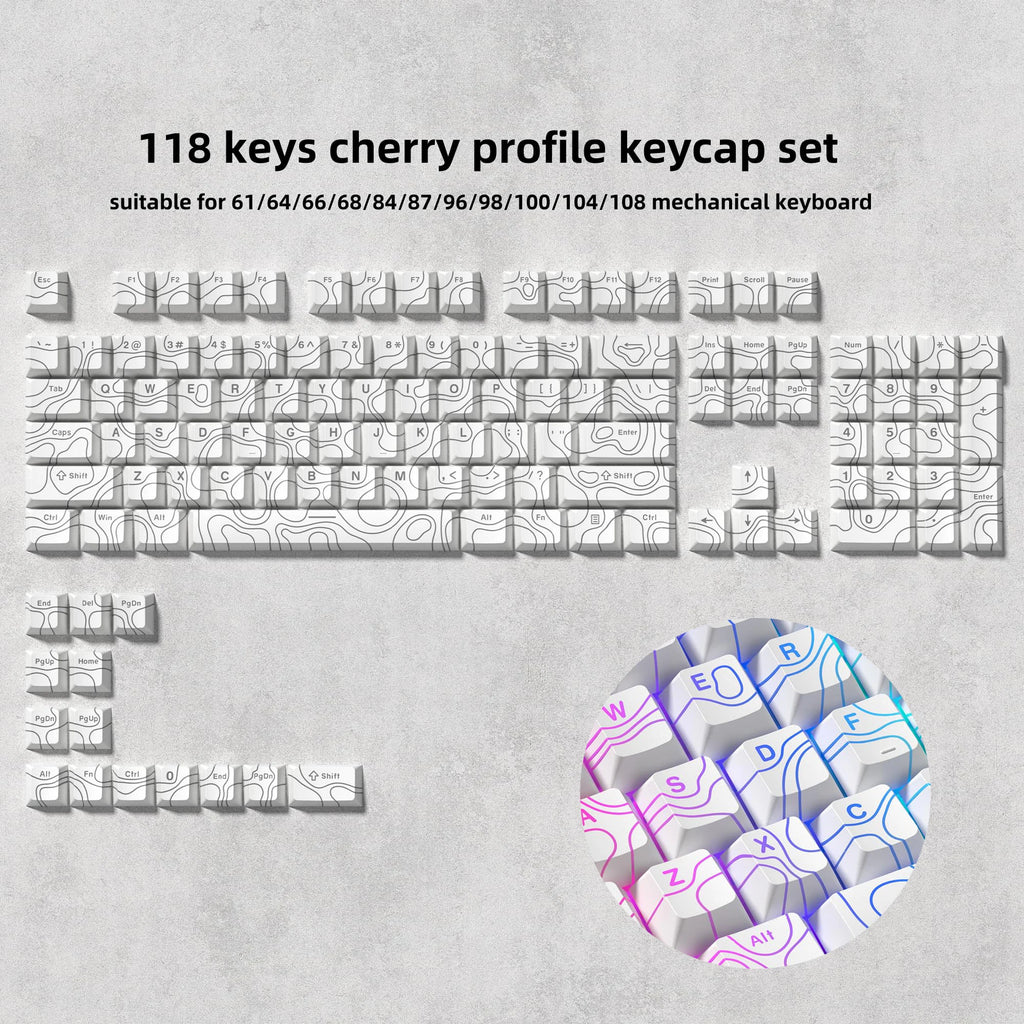 136 Key Black Side-Lit Shine through Backlit Keycaps PBT Double Shot Keycaps OEM Profile for MX Switches Mechanical Keyboard