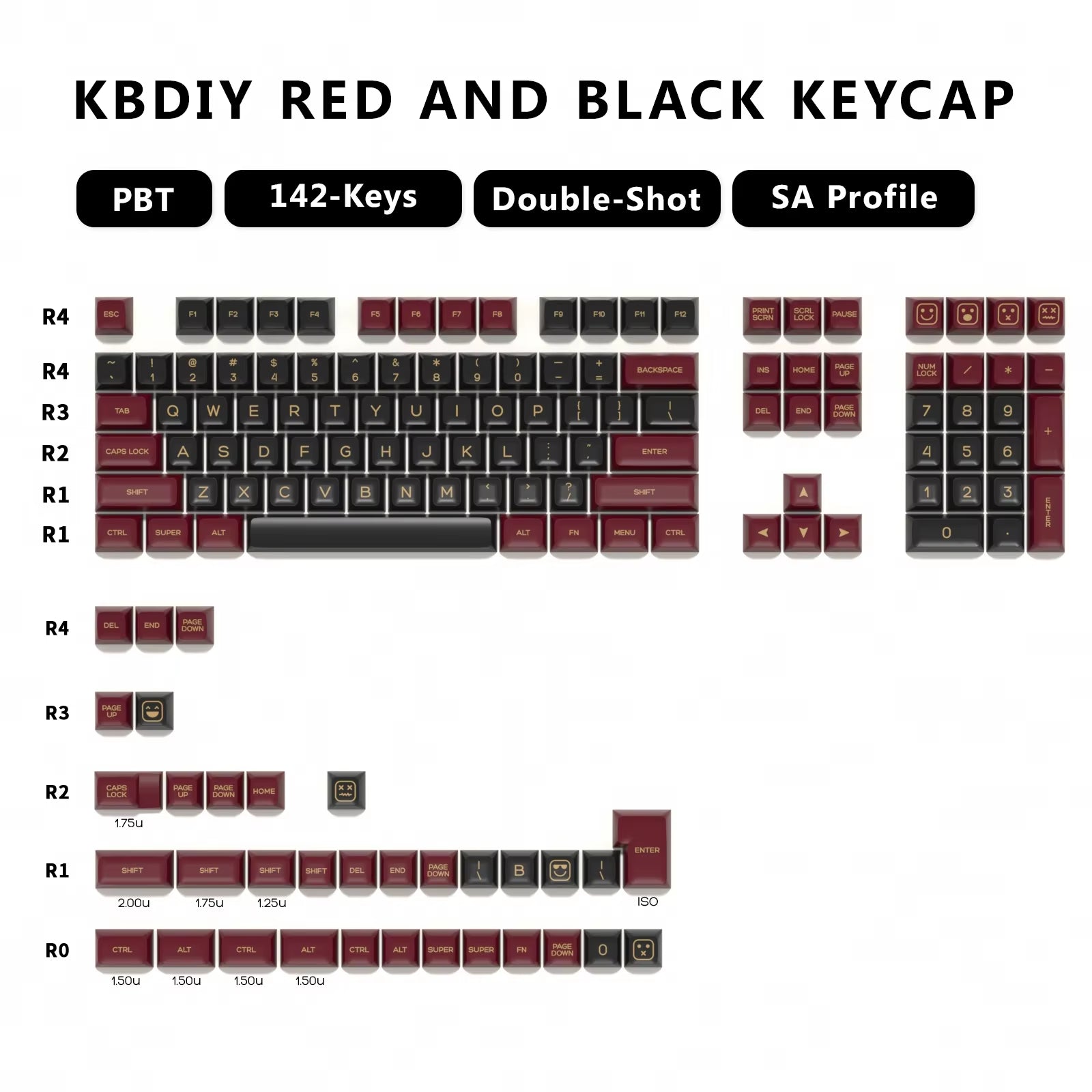 Keyboard Keycaps Set PBT Rome Keycaps Custom Retro Double Shot SA Profile ISO 7U 161 Keys Caps for MX Switches GMK67 K500