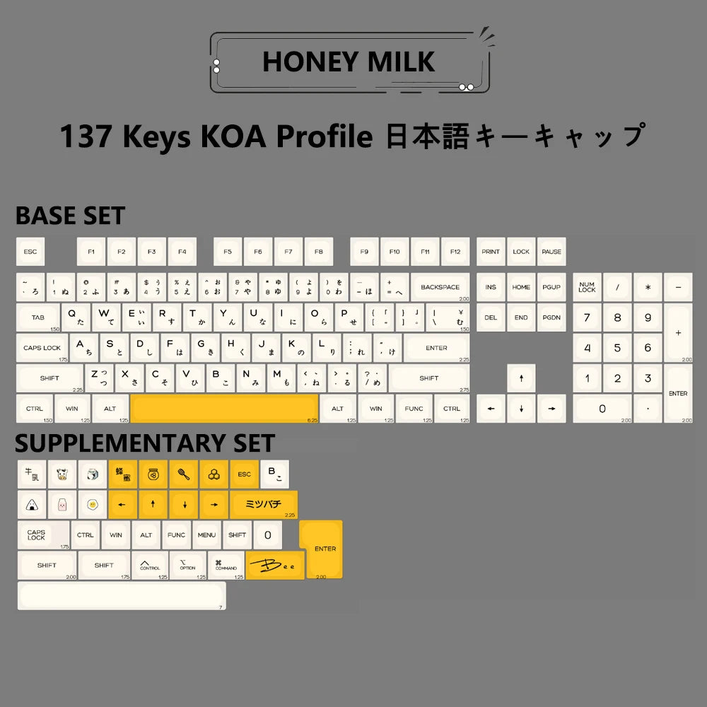 Matcha KOA Keycap PBT Similar MOA Keycaps Retro 7U MAC ISO Japanese Korean Russian 143 Key Cap Set for Mechanical Keyboard