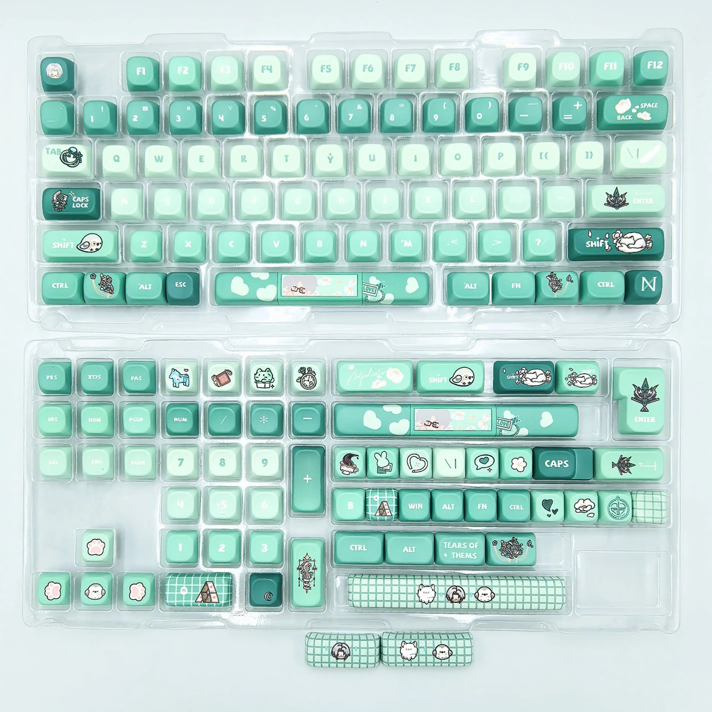 Hot Selling Love and Deepspace Keycaps Custom Rafayel Cherry Profile Cute Amina Point Side Carving Transparent Keycap for Gaming