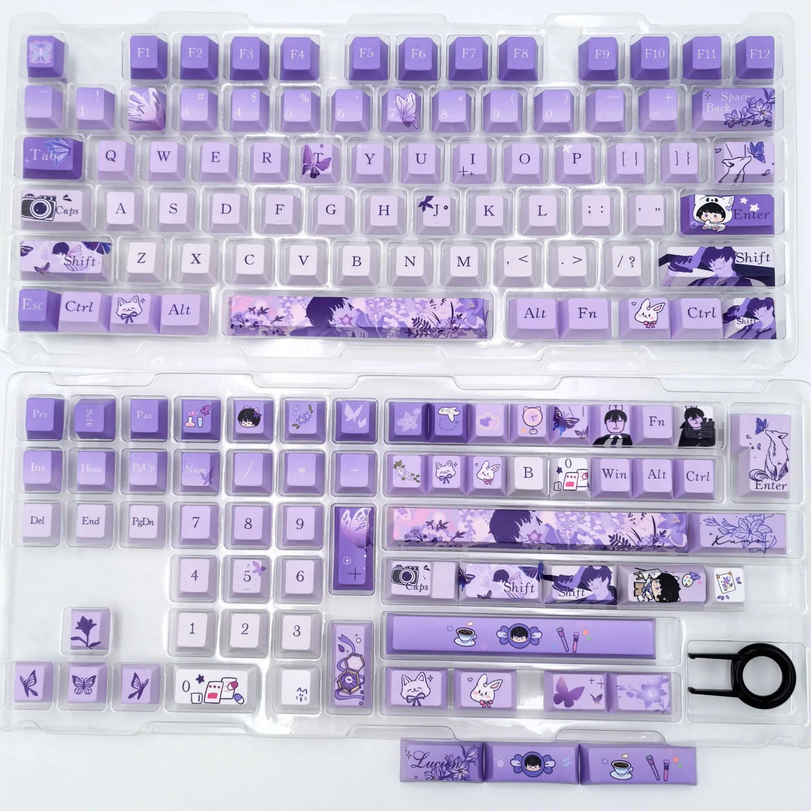 Hot Selling Love and Deepspace Keycaps Custom Rafayel Cherry Profile Cute Amina Point Side Carving Transparent Keycap for Gaming