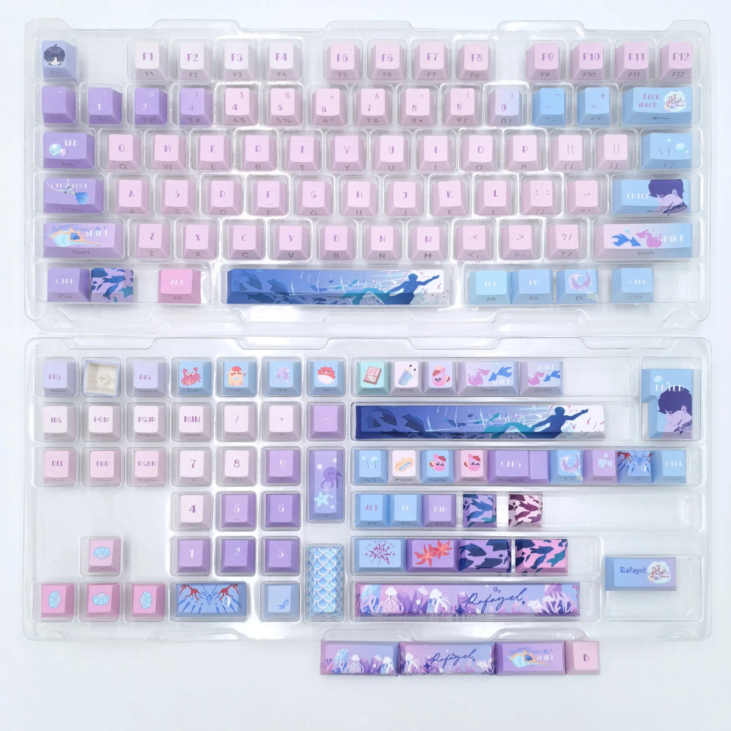 Hot Selling Love and Deepspace Keycaps Custom Rafayel Cherry Profile Cute Amina Point Side Carving Transparent Keycap for Gaming