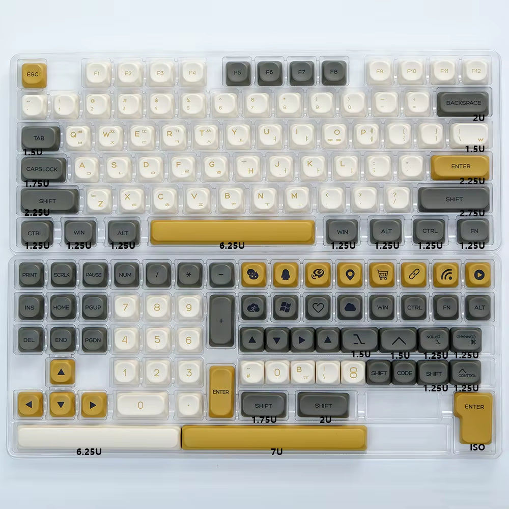 KOA Keycaps GMK Soymilk 140 Keys PBT Keycap Similar MOA Japanese Korean Russian Keycap 7U MAC ISO for Mechanical Keyboard